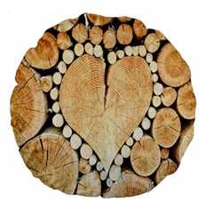 Wooden Heart Large 18  Premium Round Cushions