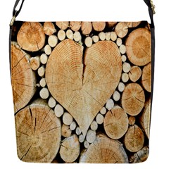 Wooden Heart Flap Closure Messenger Bag (S)