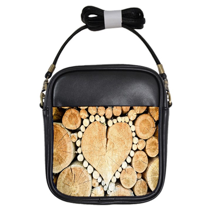 Wooden Heart Girls Sling Bag