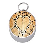 Wooden Heart Mini Silver Compasses Front