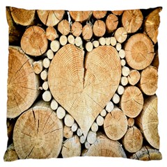 Wooden Heart Large Flano Cushion Case (One Side)