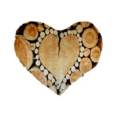 Wooden Heart Standard 16  Premium Flano Heart Shape Cushions