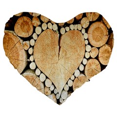 Wooden Heart Large 19  Premium Flano Heart Shape Cushions