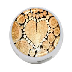 Wooden Heart 4-port Usb Hub (one Side) by nate14shop