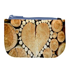 Wooden Heart Large Coin Purse