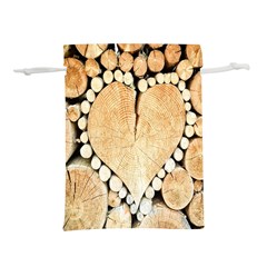 Wooden Heart Lightweight Drawstring Pouch (S)