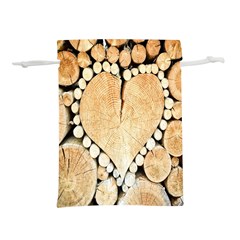 Wooden Heart Lightweight Drawstring Pouch (L)