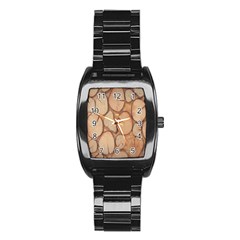 Wood-logs Stainless Steel Barrel Watch