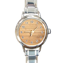 Wood-panel Round Italian Charm Watch