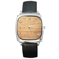 Wood-panel Square Metal Watch