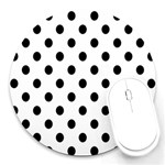 Black-and-white-polka-dot-pattern-background-free-vector Round Mousepads Front