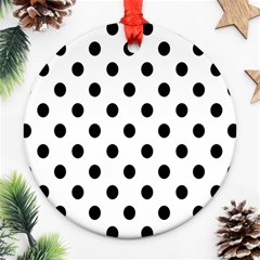 Black-and-white-polka-dot-pattern-background-free-vector Ornament (round) by nate14shop