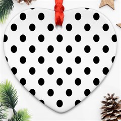 Black-and-white-polka-dot-pattern-background-free-vector Heart Ornament (two Sides) by nate14shop