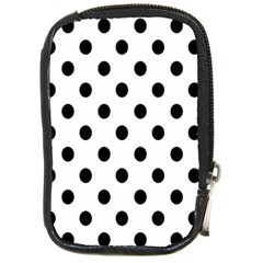 Black-and-white-polka-dot-pattern-background-free-vector Compact Camera Leather Case by nate14shop