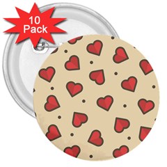 Design-love 3  Buttons (10 Pack)  by nate14shop