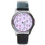 Heart-purple-pink-love Round Metal Watch Front