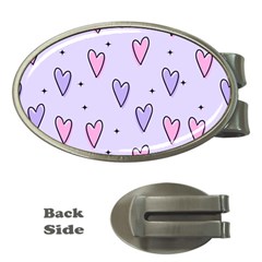 Heart-purple-pink-love Money Clips (oval)  by nate14shop