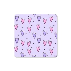 Heart-purple-pink-love Square Magnet by nate14shop