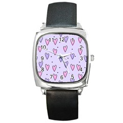 Heart-purple-pink-love Square Metal Watch by nate14shop