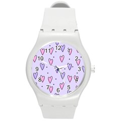 Heart-purple-pink-love Round Plastic Sport Watch (m) by nate14shop