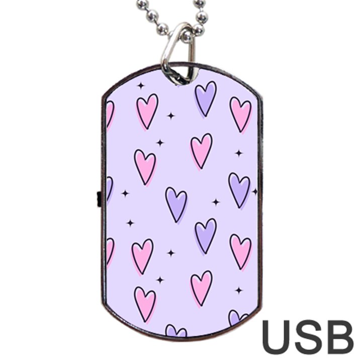 Heart-purple-pink-love Dog Tag USB Flash (One Side)