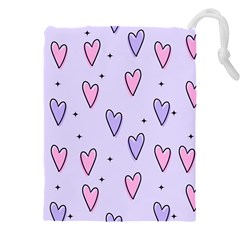 Heart-purple-pink-love Drawstring Pouch (4xl) by nate14shop