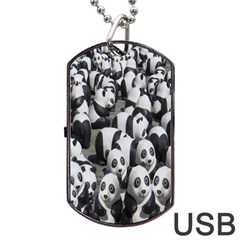 Panda-bear Dog Tag Usb Flash (one Side) by nate14shop