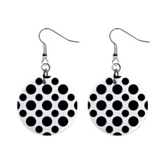 Seamless-polkadot-white-black Mini Button Earrings by nate14shop