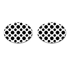 Seamless-polkadot-white-black Cufflinks (oval) by nate14shop