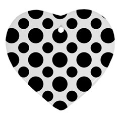 Seamless-polkadot-white-black Heart Ornament (two Sides)