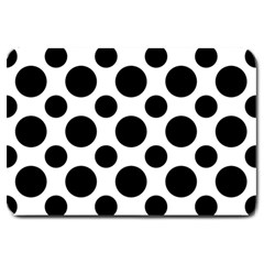 Seamless-polkadot-white-black Large Doormat  by nate14shop