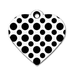 Seamless-polkadot-white-black Dog Tag Heart (two Sides)