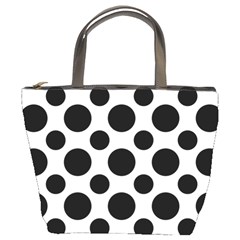 Seamless-polkadot-white-black Bucket Bag by nate14shop