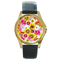 Blossoms Round Gold Metal Watch by nate14shop