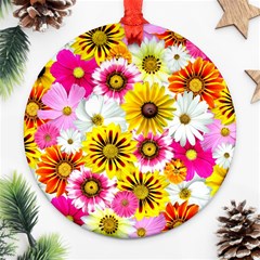 Blossoms Round Ornament (two Sides) by nate14shop