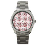 Spanish Love Phrase Motif Pattern Sport Metal Watch Front