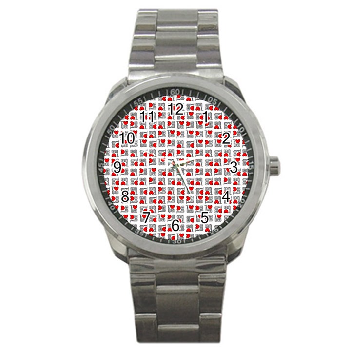 Spanish Love Phrase Motif Pattern Sport Metal Watch