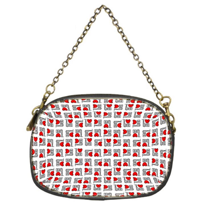 Spanish Love Phrase Motif Pattern Chain Purse (Two Sides)