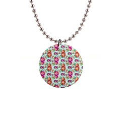 Floral 1  Button Necklace by nate14shop