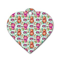 Floral Dog Tag Heart (two Sides)