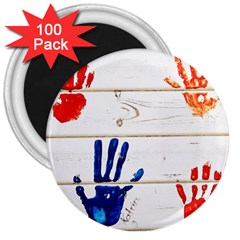 Handprint,wood 3  Magnets (100 Pack) by nate14shop