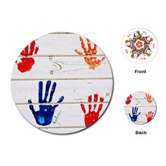 Handprint,wood Playing Cards Single Design (round) by nate14shop