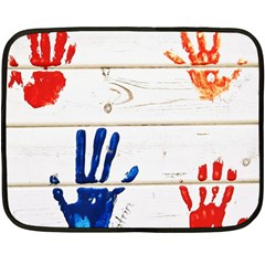 Handprint,wood Double Sided Fleece Blanket (mini)  by nate14shop