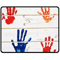 Handprint,wood Fleece Blanket (medium)  by nate14shop