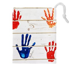 Handprint,wood Drawstring Pouch (5xl) by nate14shop