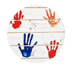 Handprint,wood Mini Round Pill Box (pack Of 5) by nate14shop