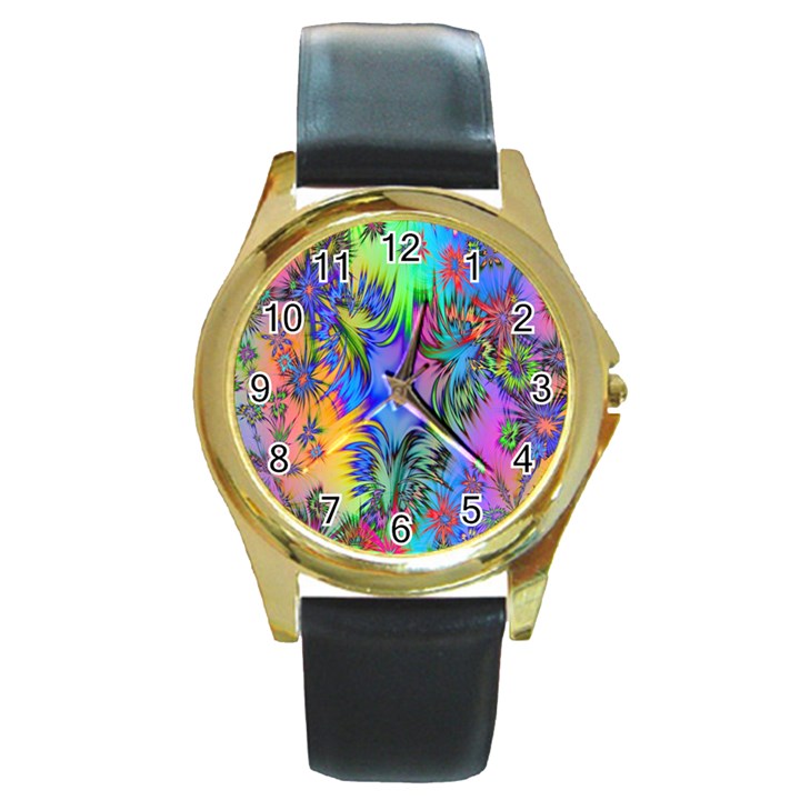 Stars Round Gold Metal Watch