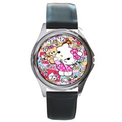 Hello-kitty-001 Round Metal Watch by nate14shop