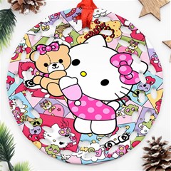 Hello-kitty-001 Round Filigree Ornament (two Sides)