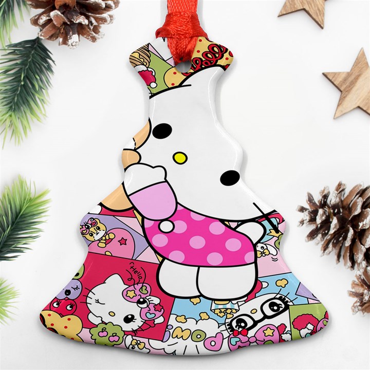 Hello-kitty-001 Christmas Tree Ornament (Two Sides)